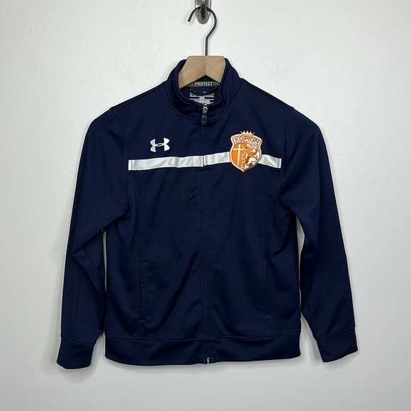 Under Armour UA Boys Youth Small Loose Fit Full Zip Football Club Soccer Jacket - Picture 1 of 7